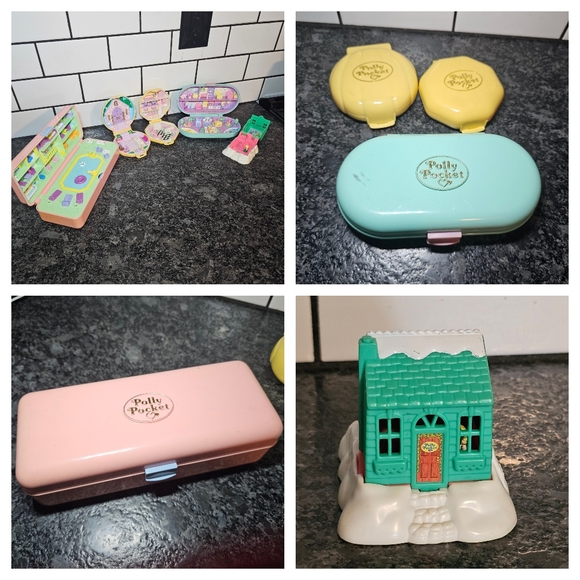 Polly‎ Pocket Bluebird 1990s Lot 5 Compacts Playsets NO Figures Salon Pool Stamp